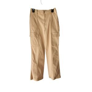 NWT With Jules Girls Loose Fit Side Pockets Khaki Pants Beige S